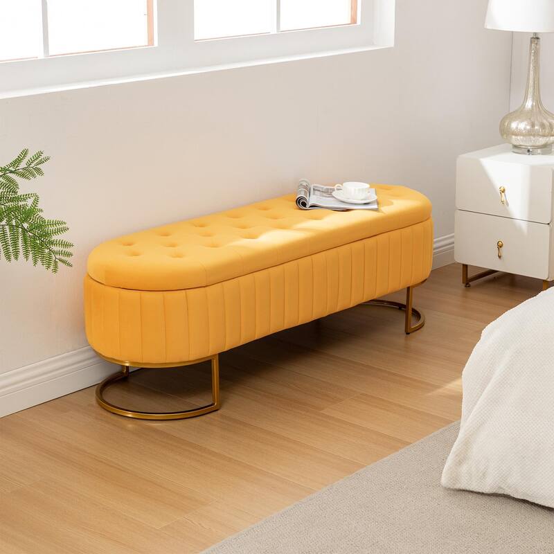 Velvet Storage Bench for Bedroom
