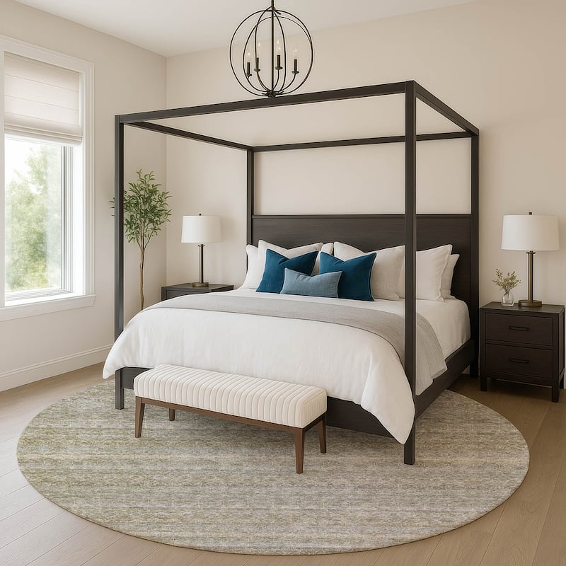 Premium Washable Super Soft Boho Stripes Mayfield Rug - Khaki - 8' x 8'