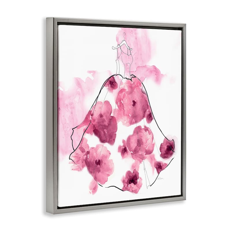 Stupell Alluring Flower Dress Abstraction Framed Floater Canvas Wall Art Design By Carol Robinson