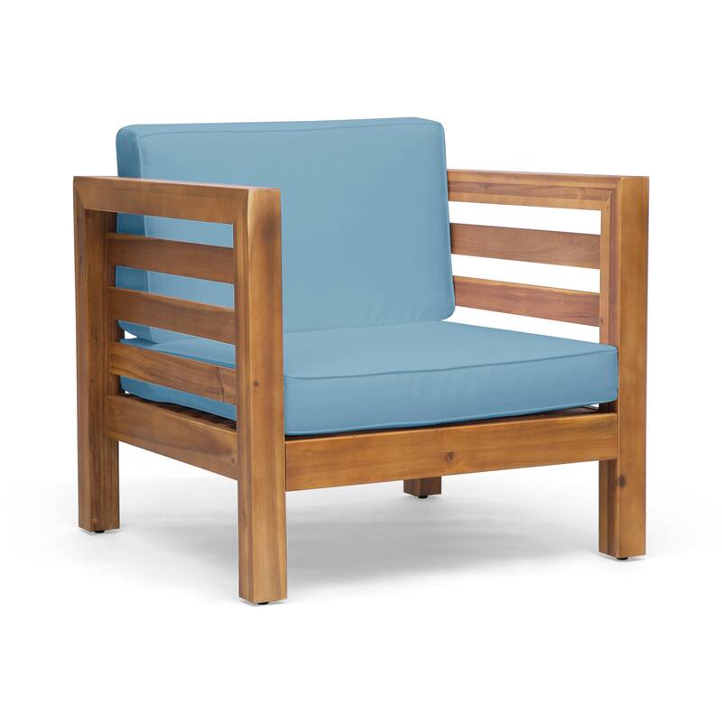 Oana Outdoor Acacia Wood Club Chair with Cushion by Christopher Knight Home