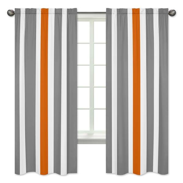 slide 2 of 5, Sweet Jojo Designs Stripe Collection Gray and Orange Window Curtain Panels