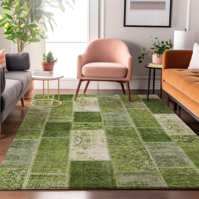 Premium Washable Super Soft Vintage Boho Mayfield Rug - Olive - 3' x 5' - Rectangle
