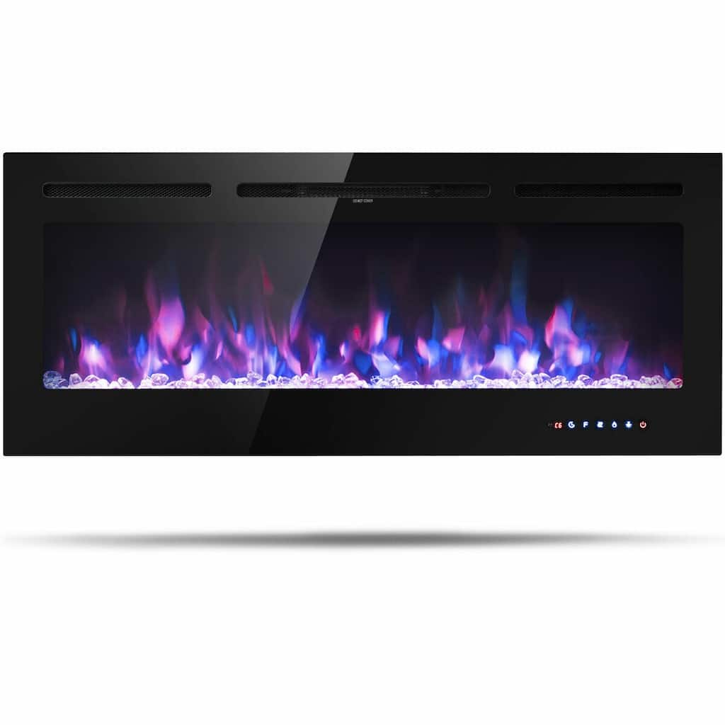 Gymax 50'' Electric Fireplace Recessed and Wall Mounted 750W/1500W W/