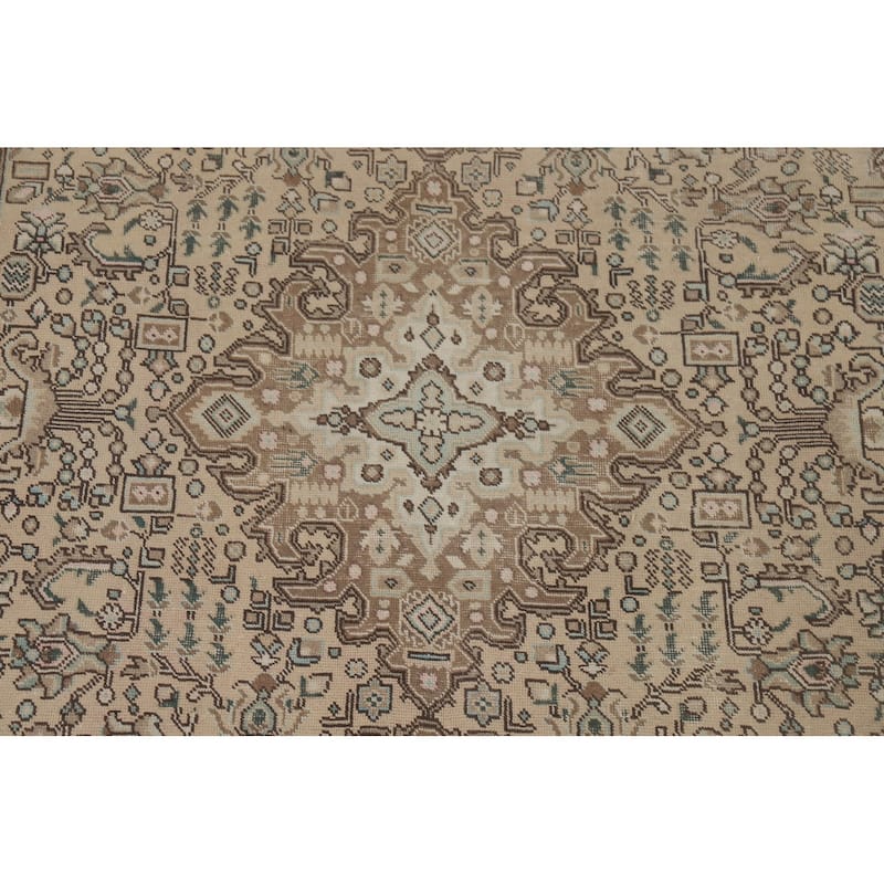 Tabriz Vintage Persian Area Rug Hand-Knotted Wool Carpet - 6'5" x 9'5"