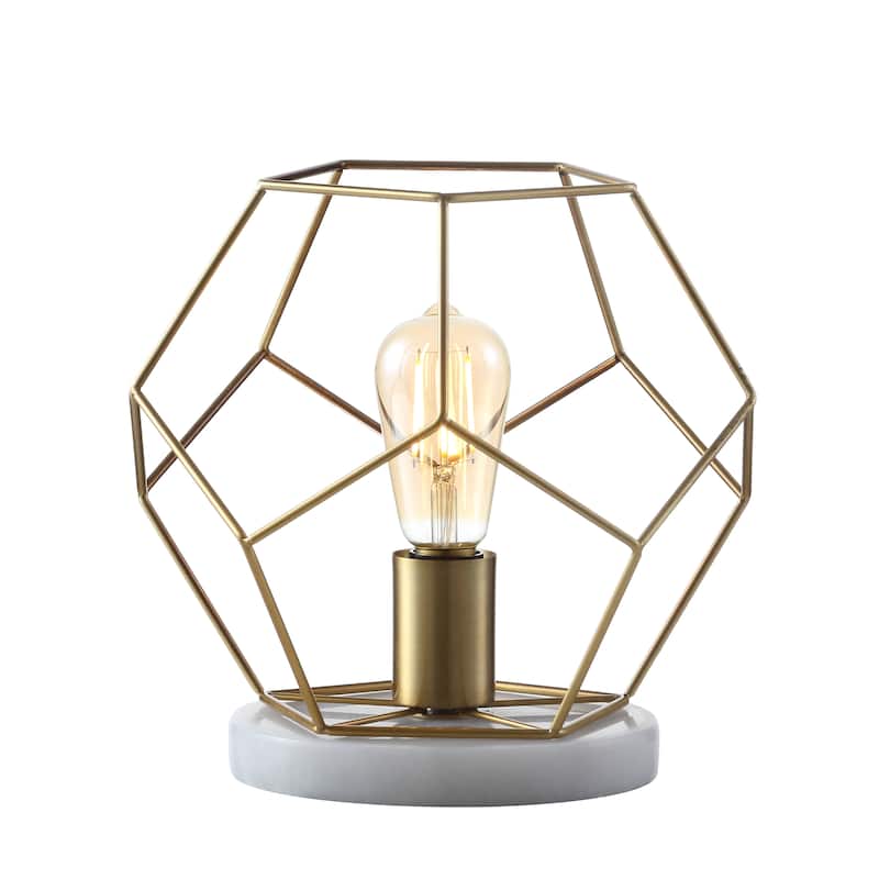 James 10" Metal/Marble LED Table Lamp, Brass by JONATHAN Y