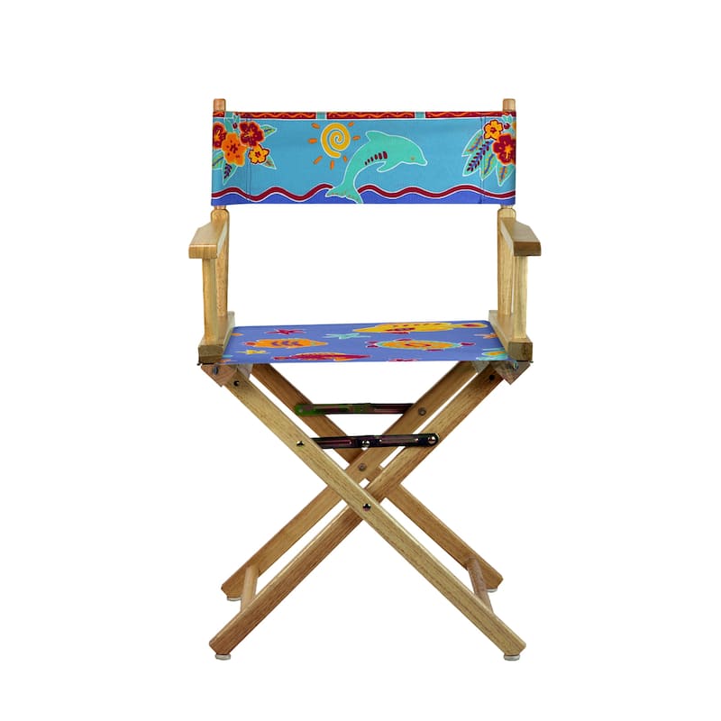 18" Director's Chair Natural Frame-Tropical Sea - 21.75"W x 17"D x 33.75"H