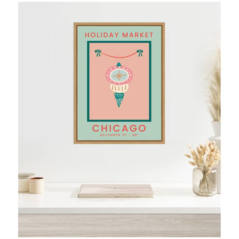 Kate and Laurel Sylvie Framed Canvas Chicago Christmas Market by Leonora Jennifer Benza