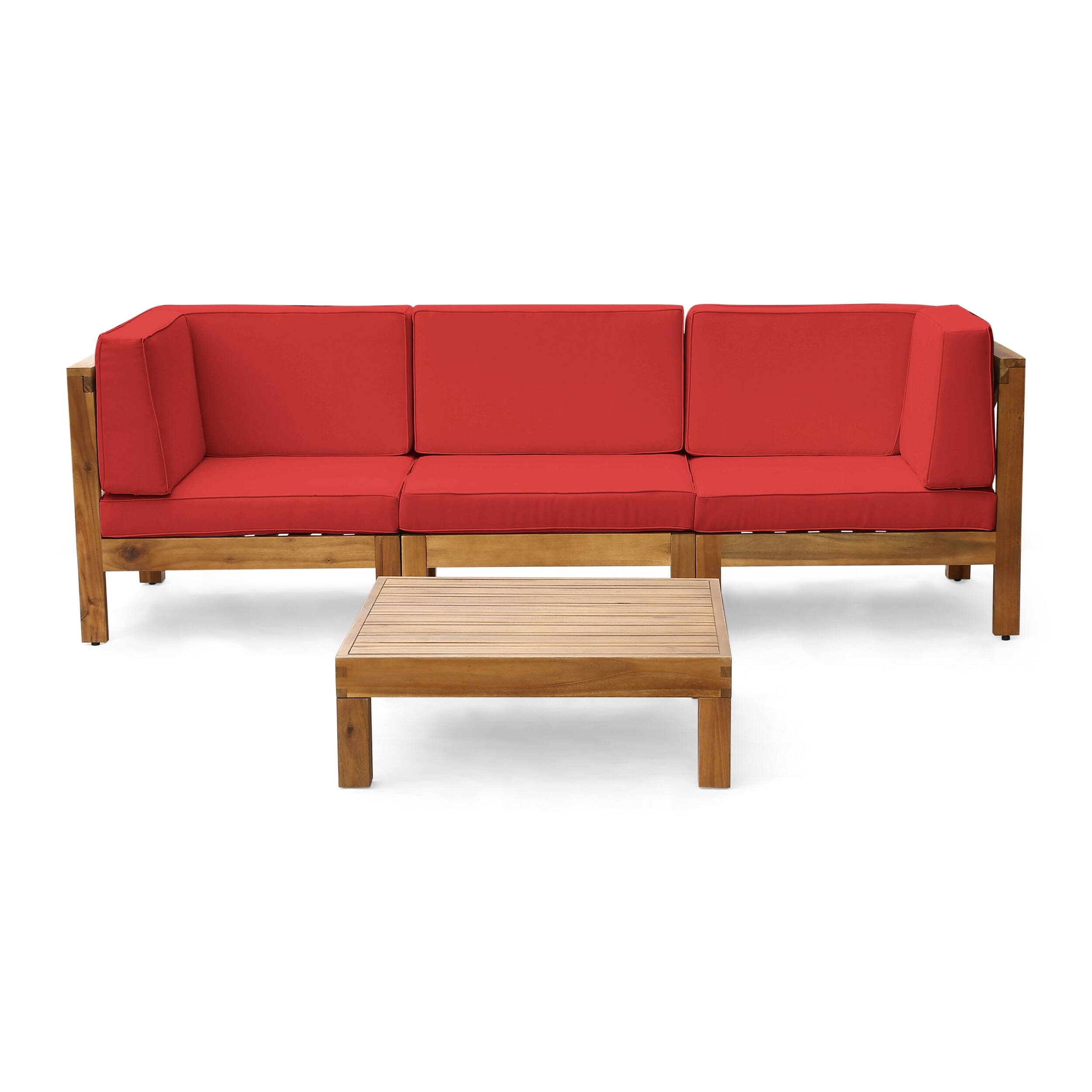 Option teak + red cushion