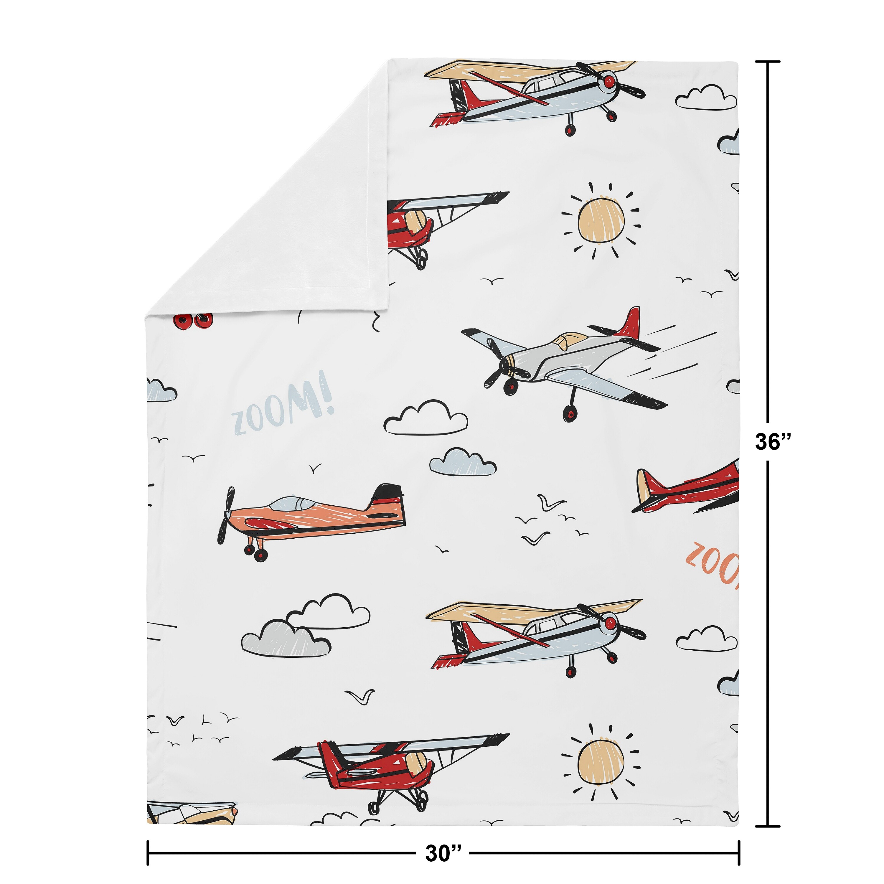 Sweet Jojo Designs Airplane Baby Security Blanket In Red blue