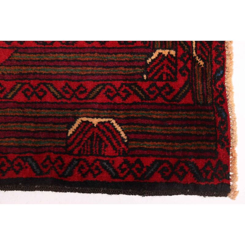 ECARPETGALLERY Hand-knotted Teimani Red Wool Rug - 3'10 x 6'3