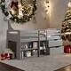 preview thumbnail 1 of 8, Elegant Twin Loft Bed with Built-in Drawers, Bookshelf and Chest, Sturdy construction & Unique design, Maximized Space, Grey Grey
