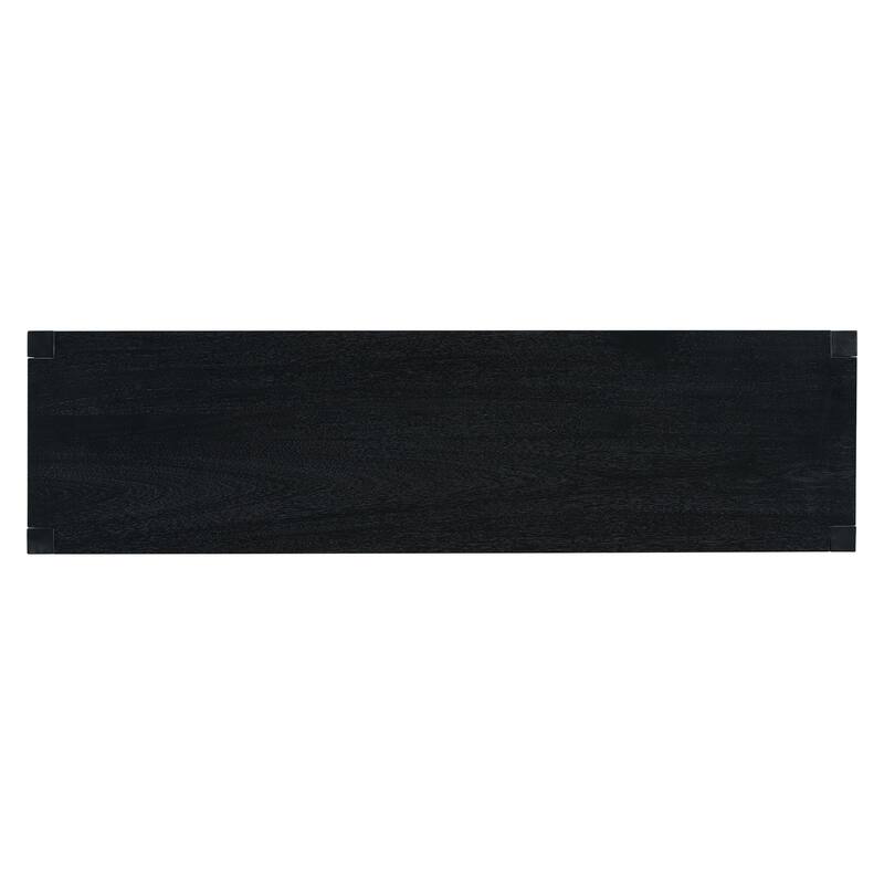 Anmytek Blue Acacia Wood Console Table with 4 Drawers X Base Design for Entryway and Kitchen Storage