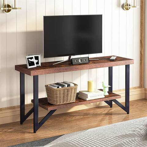 Industrial 55" TV Console Table with Storage Shelves,TV Stand for TVs up to 65 inches