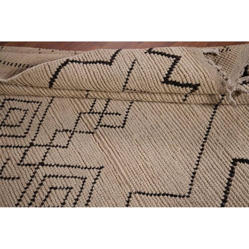 Beige Moroccan Oriental Area Rug Hand-Knotted Wool Carpet - 4'8" x 8'3"