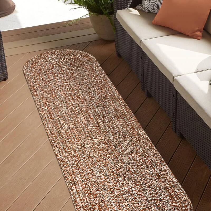 Superior Modern Rustic Bohemian Reversible Multi-Tone Braided Indoor Outdoor Area Rug