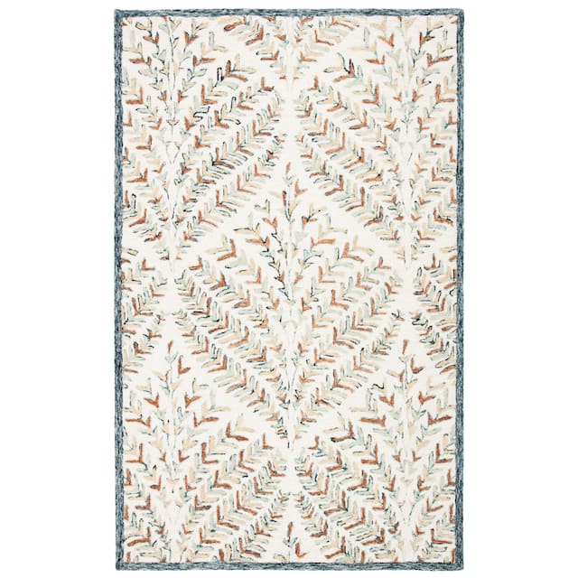 SAFAVIEH Handmade Capri Ilianka Wool Rug - 5' Square - Ivory/Green