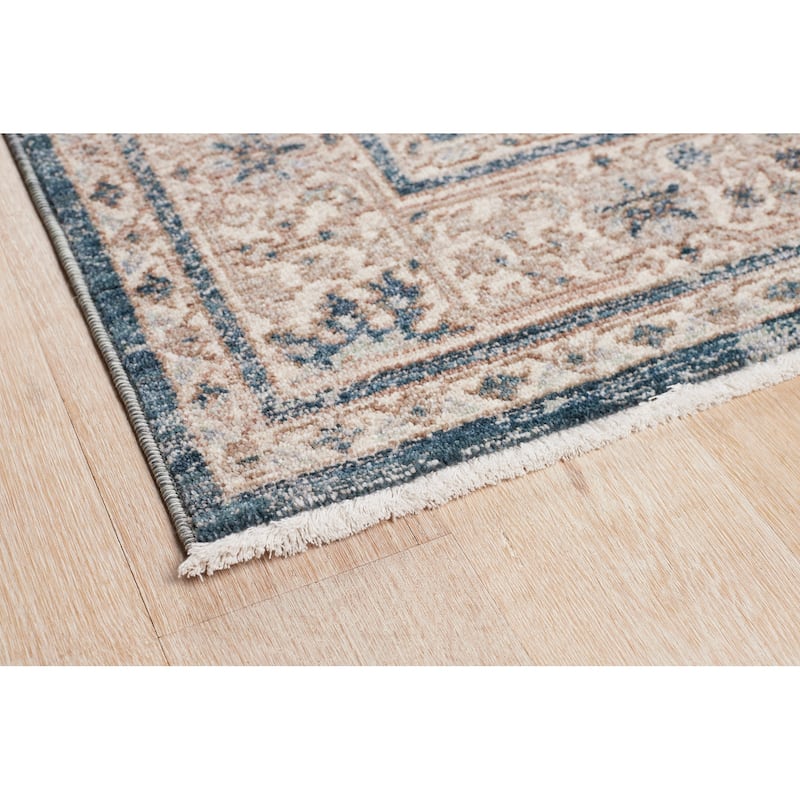 Terra by Obeetee Heirloom Antique Floral Navy Rug