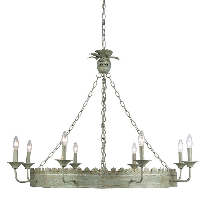 Golden Lighting 0838-8 Finley 8 Light 42" Wide Pillar Candle Style - Vintage Sage