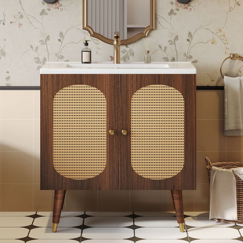Moasis - 36"W x 18.9"D x 34.6"H - Walnut