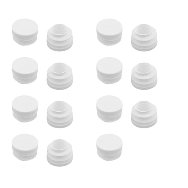 Home Plastic Round Furniture Foot Ending Tube Insert Cover White 19mm Dia 15pcs