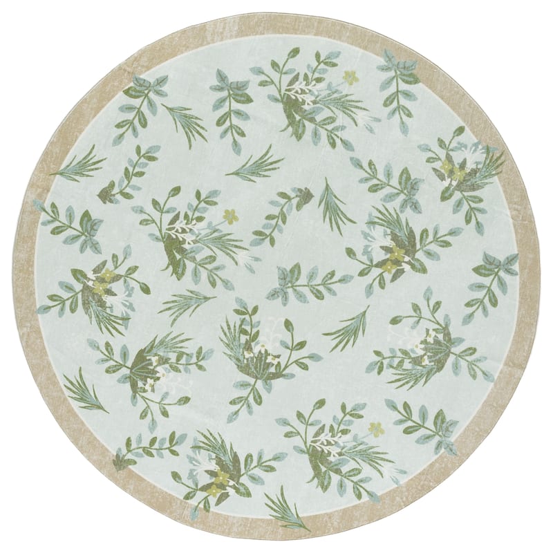 Martha Stewart Sonal Machine Washable & Slip Resistant Rug - 6' Round - Taupe/Green