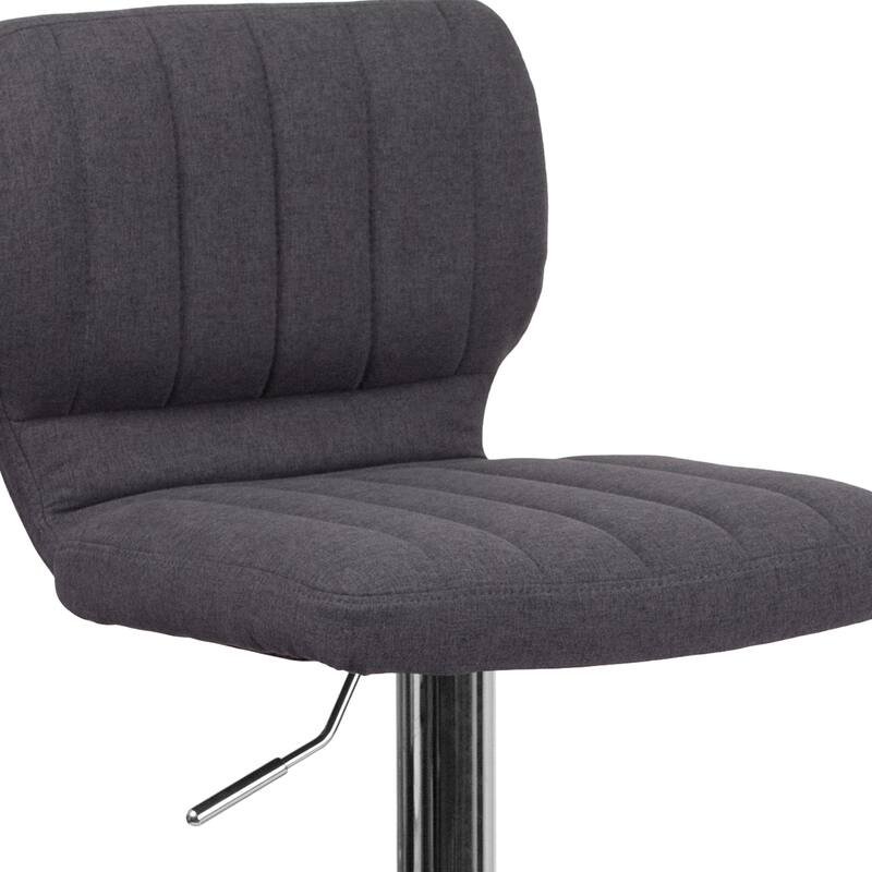 Contemporary Chrome Adjustable Bar Stool - 16.5"W x 19"D x 34.5" - 43"H