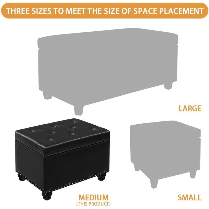 24" or 18" modern Tufted Storage Ottoman Bench, Rectangular Footstool