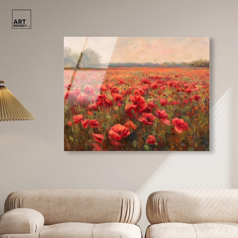 Sea of Red Poppies II Acrylic by Art Remedy, Ready to Hang