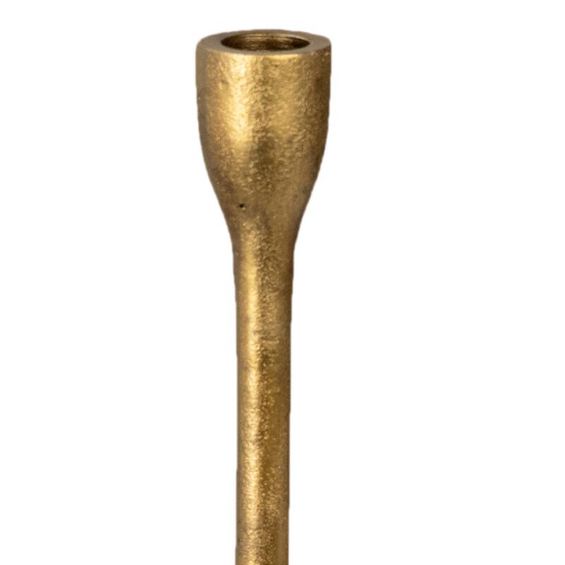 Rawli Set of 4 Antique Brass Finished Cast Aluminum Candle Stands, Long Neck