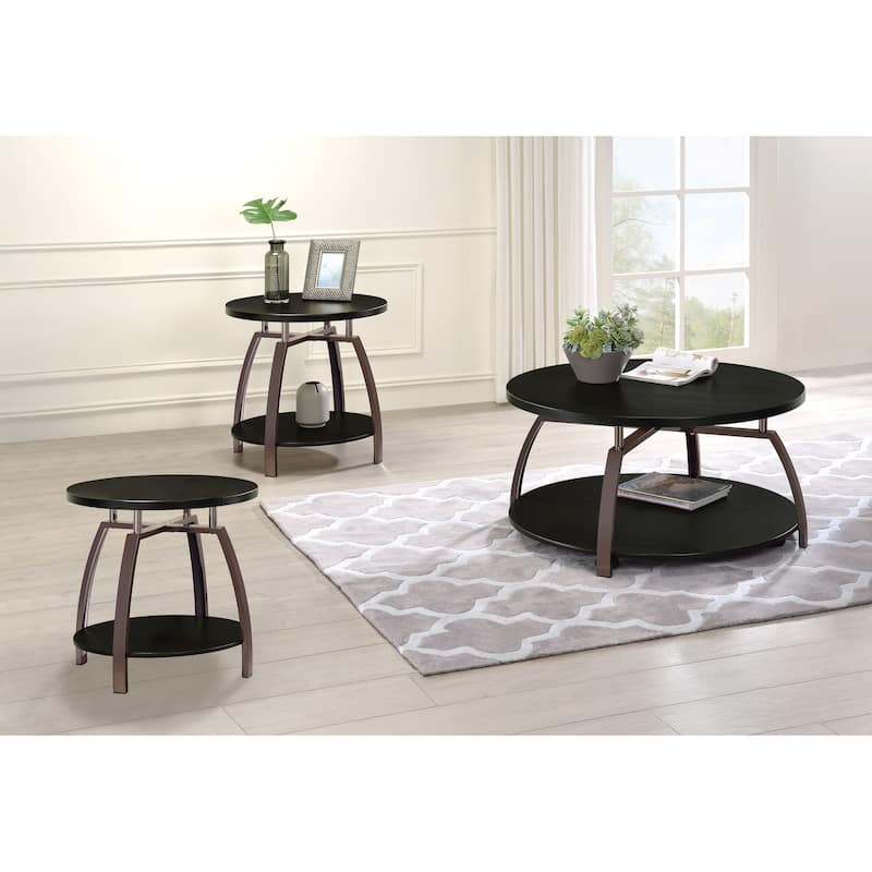 Dacre Round Coffee And End Table Set Dark Charcoal - 3-Piece