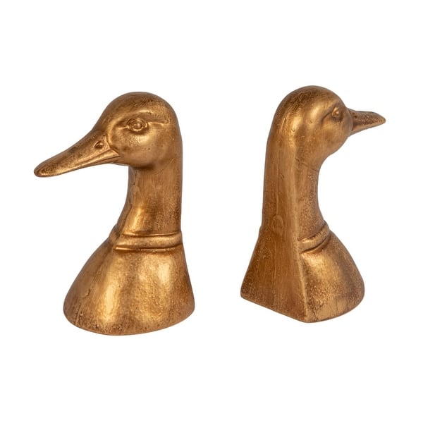 Cast Iron Duck Bookends - 4.38"L x 3.0"W x 5.75"H - Gold