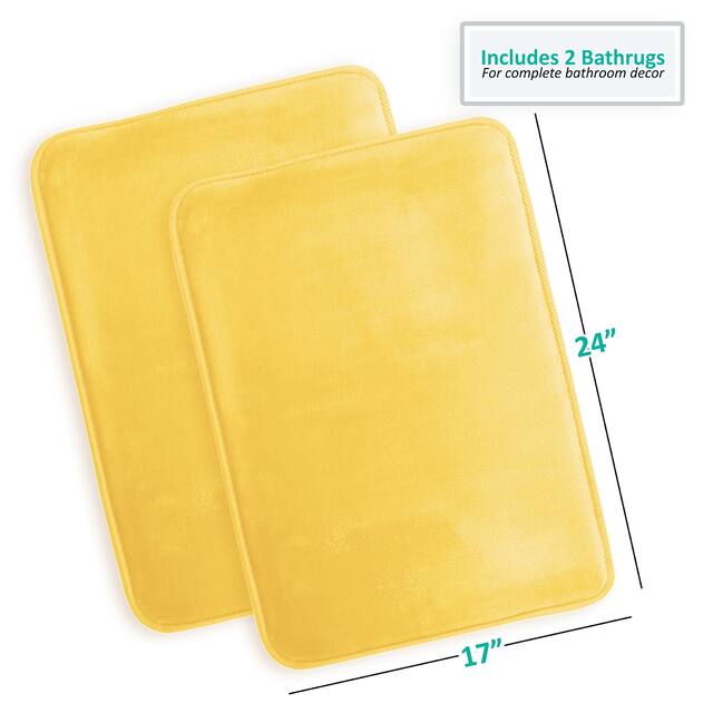 Clara Clark Ultra Soft Plush Bathroom Rug - Non-Slip, Velvet, Memory Foam Bath Mat - Set of 2
