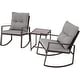 preview thumbnail 14 of 43, Pheap Outdoor 3-piece Rocking Wicker Bistro Set by Havenside Home Grey