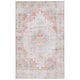 SAFAVIEH Tucson Machine Washable Slip Resistant Korneliya Oriental Medallion Rug - 6'6" Square - Light Grey/Rust