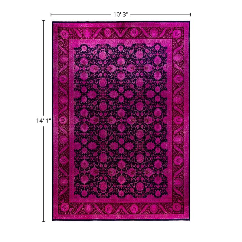 Fine Vibrance One-of-a-Kind Hand-Knotted Area Rug - Navy, 10' 3" x 14' 1" - 10' 3" x 14' 1"
