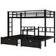 preview thumbnail 10 of 10, Black Full XL over Twin Metal Triple Bunk Bed with Drawers and Shelving