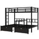 preview thumbnail 10 of 10, Black Full XL over Twin Size Metal Triple Bunk Bed with Drawers, Multi-functional Metal Frame Bed, Bed Head with Shelving