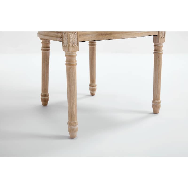 Set of 2 French Country Dining Chairs, Upholstered with Natural Rattan Round Back
