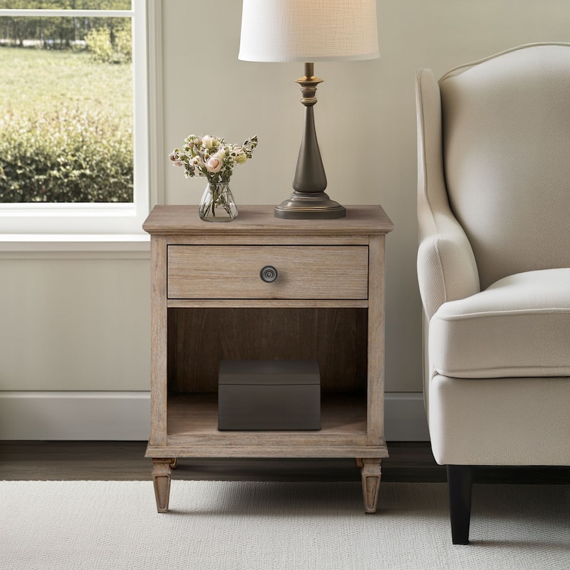 Madison Park Signature VIctoria One-Drawer Wood Nightstand with Shelf