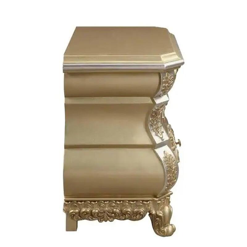 3 Drawers Resin Nightstand in Gold Finish