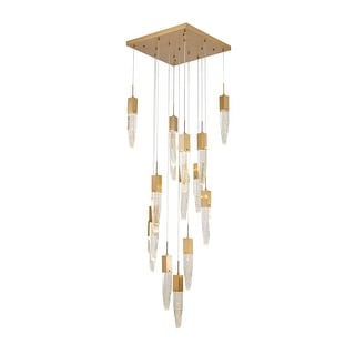 24" Gold Metal Chandelier With Clear Iceberg Crystals - N/A - Bed Bath ...