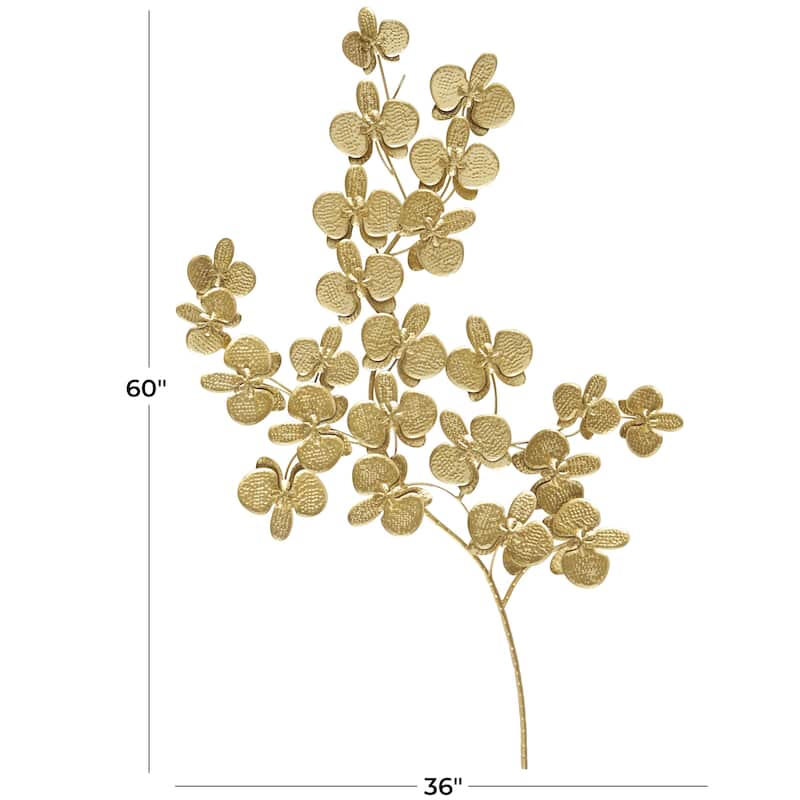 Metal Floral Orchid Home Wall Decor with Stem - Black or Gold - CosmoLiving by Cosmopolitan
