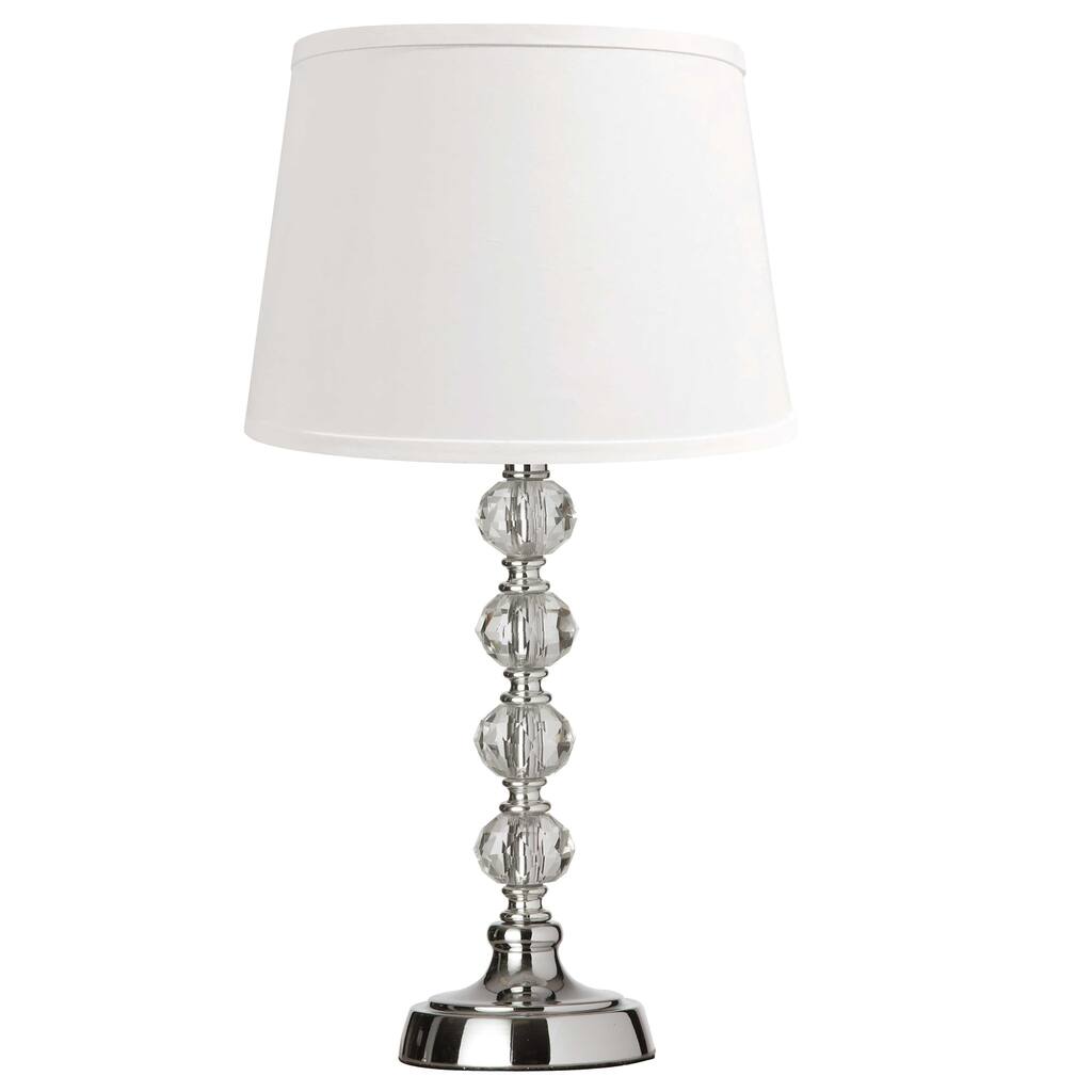 Dainolite Crystal 1 Light Table Lamp - Crystal Ball - Short - Polished Chrome - White Shade
