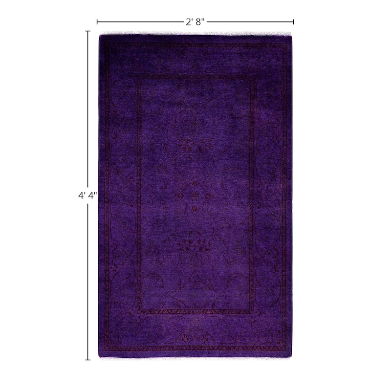 Overdyed One-of-a-Kind Hand-Knotted Area Rug - Purple - 2' 8" x 4' 4"