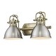 preview thumbnail 1 of 1, Yep by Golden Lighting Duncan 2-light Vanity in Aged Brass and Pewter shade - 16.5"x8.5" 16.5"x8.5" - Aged Brass