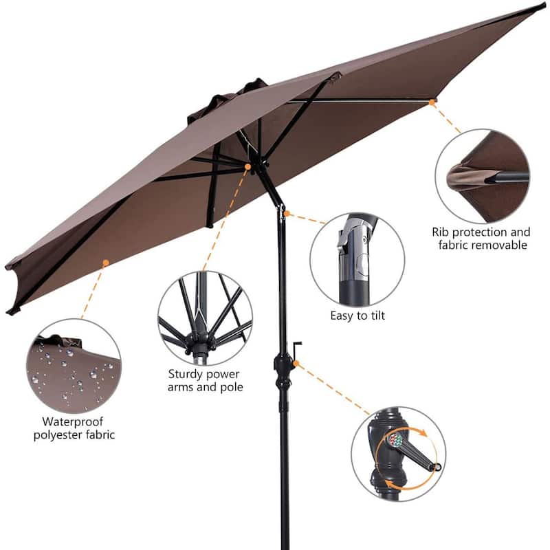 Gymax 9 Ft Patio Table Market Umbrella Yard Outdoor w/ Heavy-duty