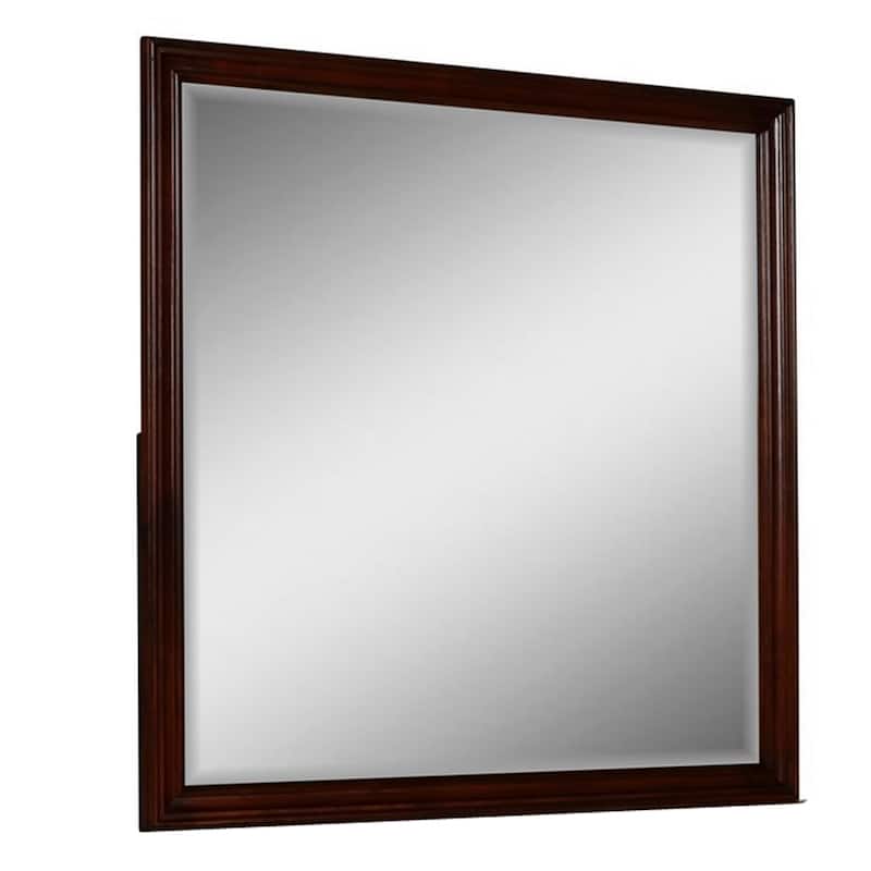 Umi 39 x 39 Dresser Mirror, Molded Design Solid Wood Cherry Square Frame