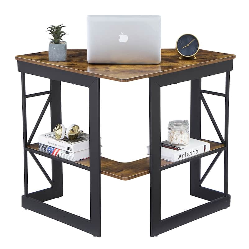 Javlergo Corner Desk with Keyboard Tray, Study Writing Computer Table for College Dorm Home Office