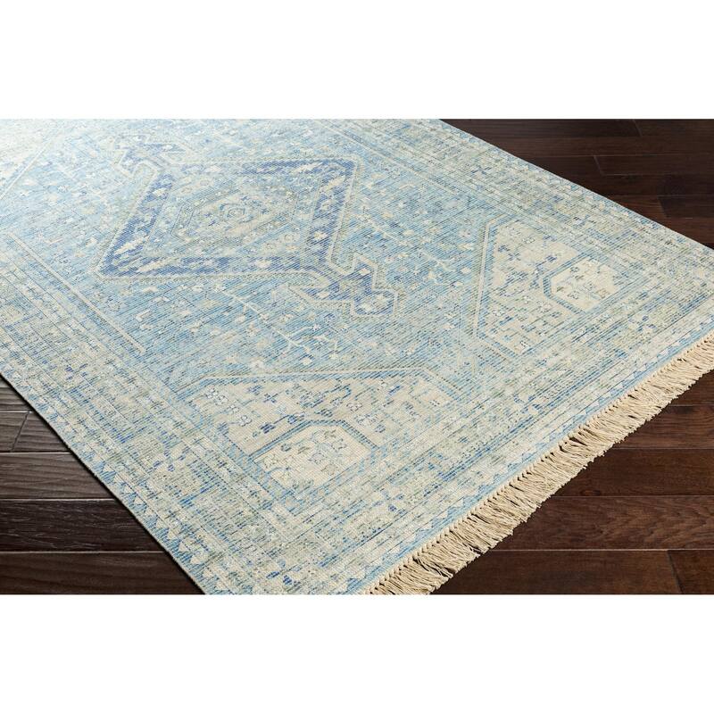 Livabliss Zainab Distressed Medallion Handmade Cotton Area Rug