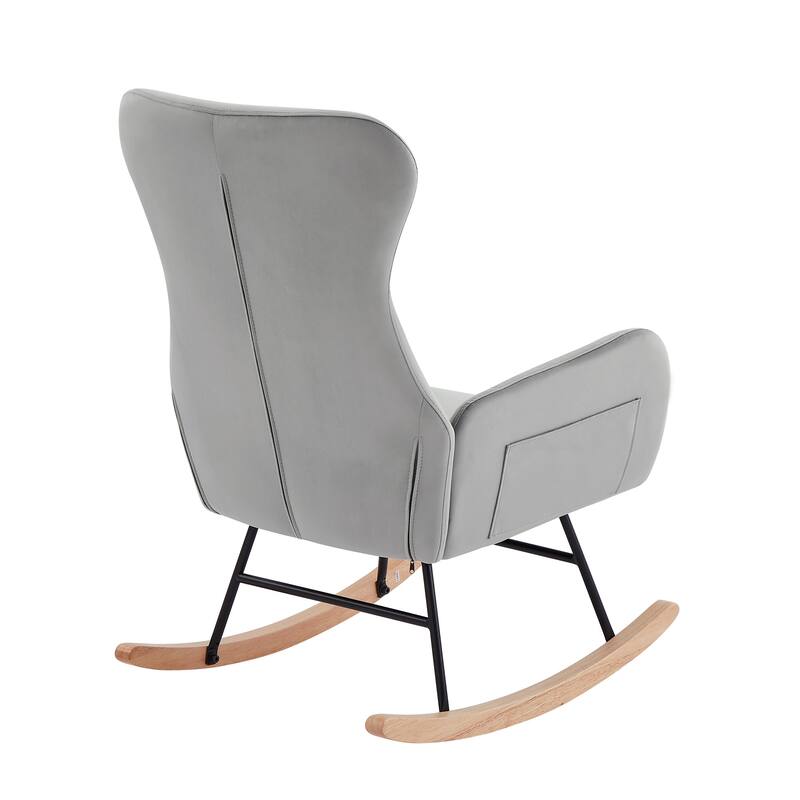 Grey velvet rocking chair for Living Room and Bedroom